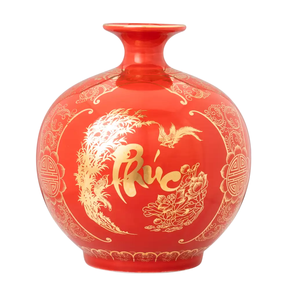 Bình Hút Lộc 22cm – Phúc Lộc Thọ - Đỏ