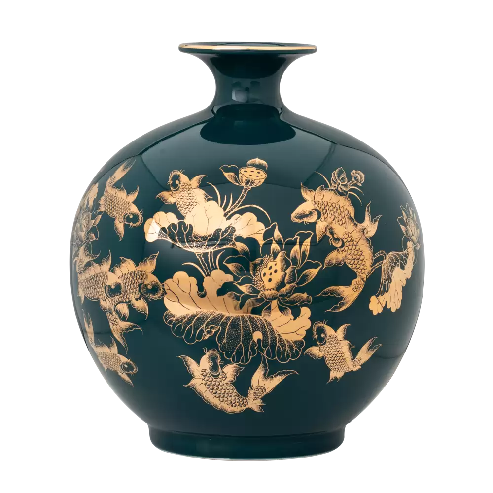 Bình Hút Lộc 26cm – Ngư Châu Liên Hoa – Xanh