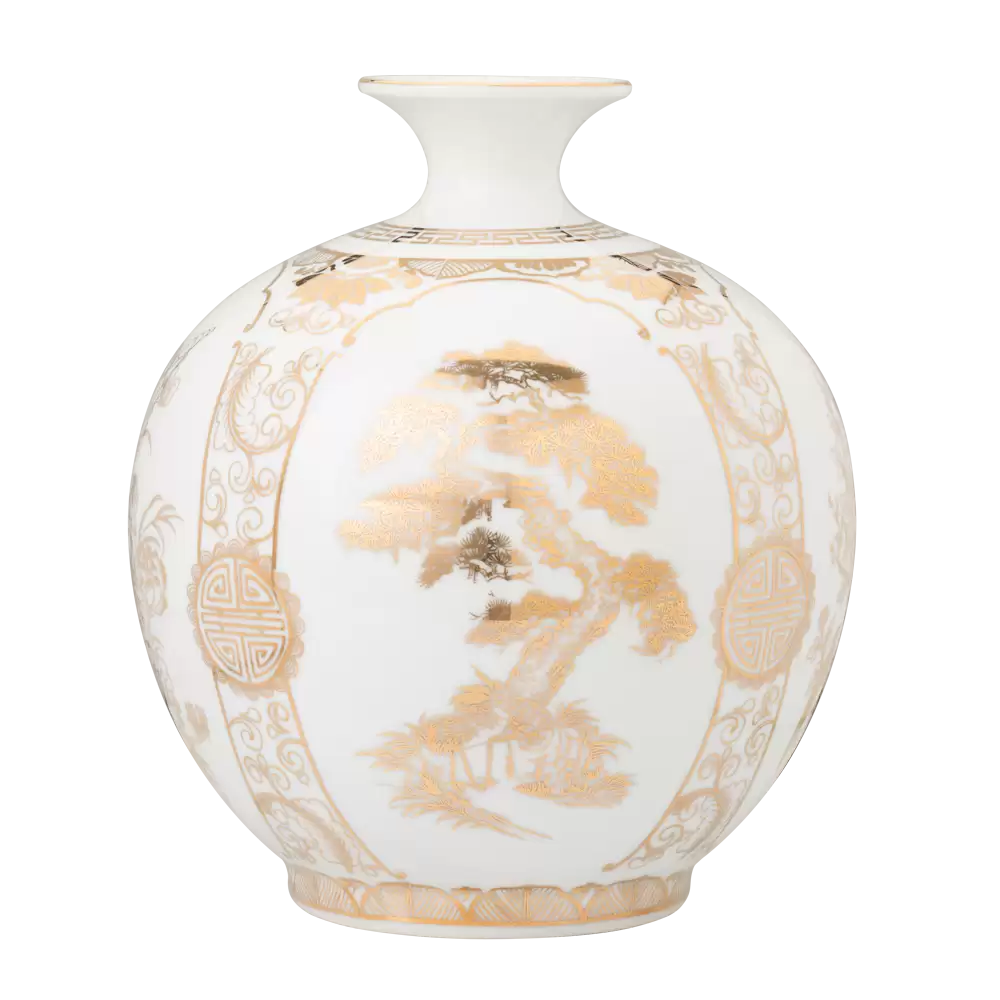 Bình Hút Lộc 26cm – Tứ Cảnh Xuân Hạ Thu Đông - Trắng