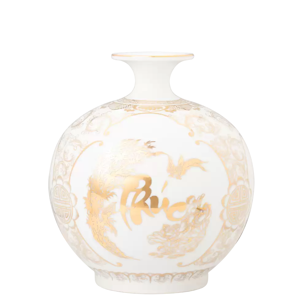Bình Hút Lộc 22cm – Phúc Lộc Thọ - Trắng