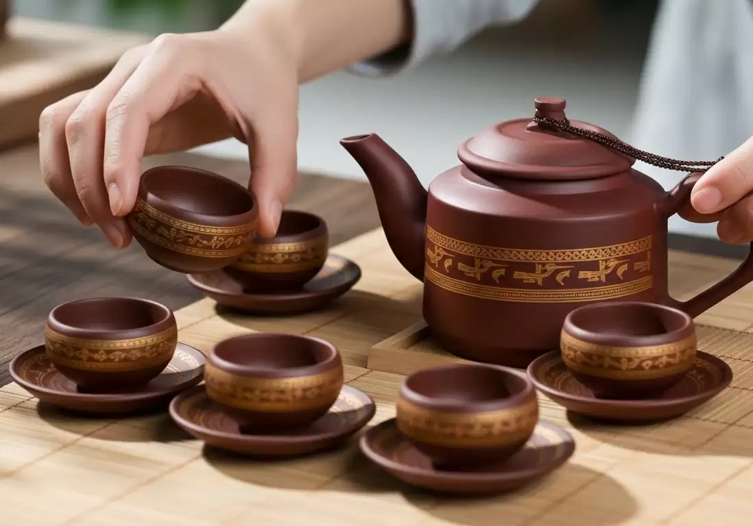 Bộ ấm trà từ sa Hoàng Kim